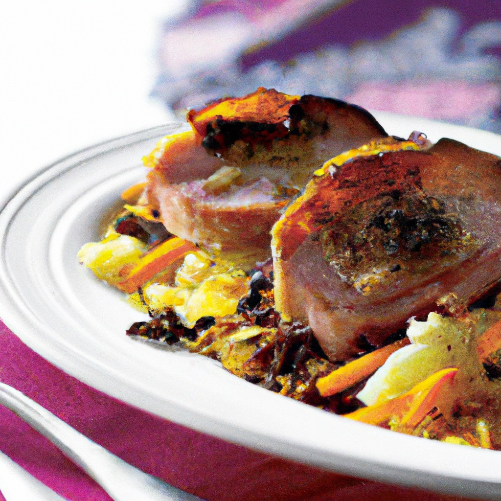 Grilled Herb-Spiced Pork Chops with Apple Cabbage Slaw