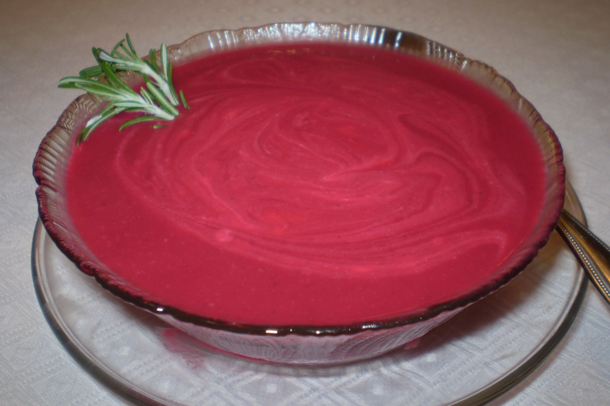 Hearty Beet and Potato Soup with Dill Cream