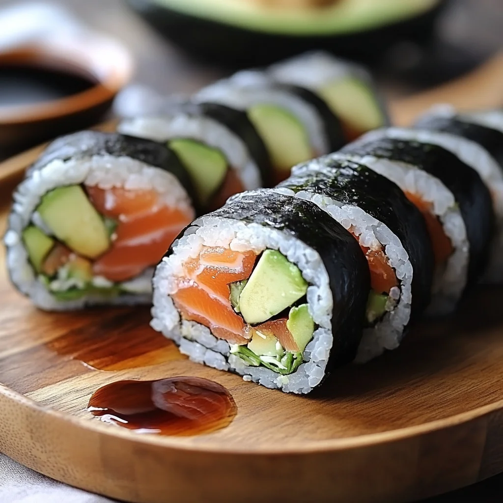 Hand-Rolled Salmon and Avocado Sushi