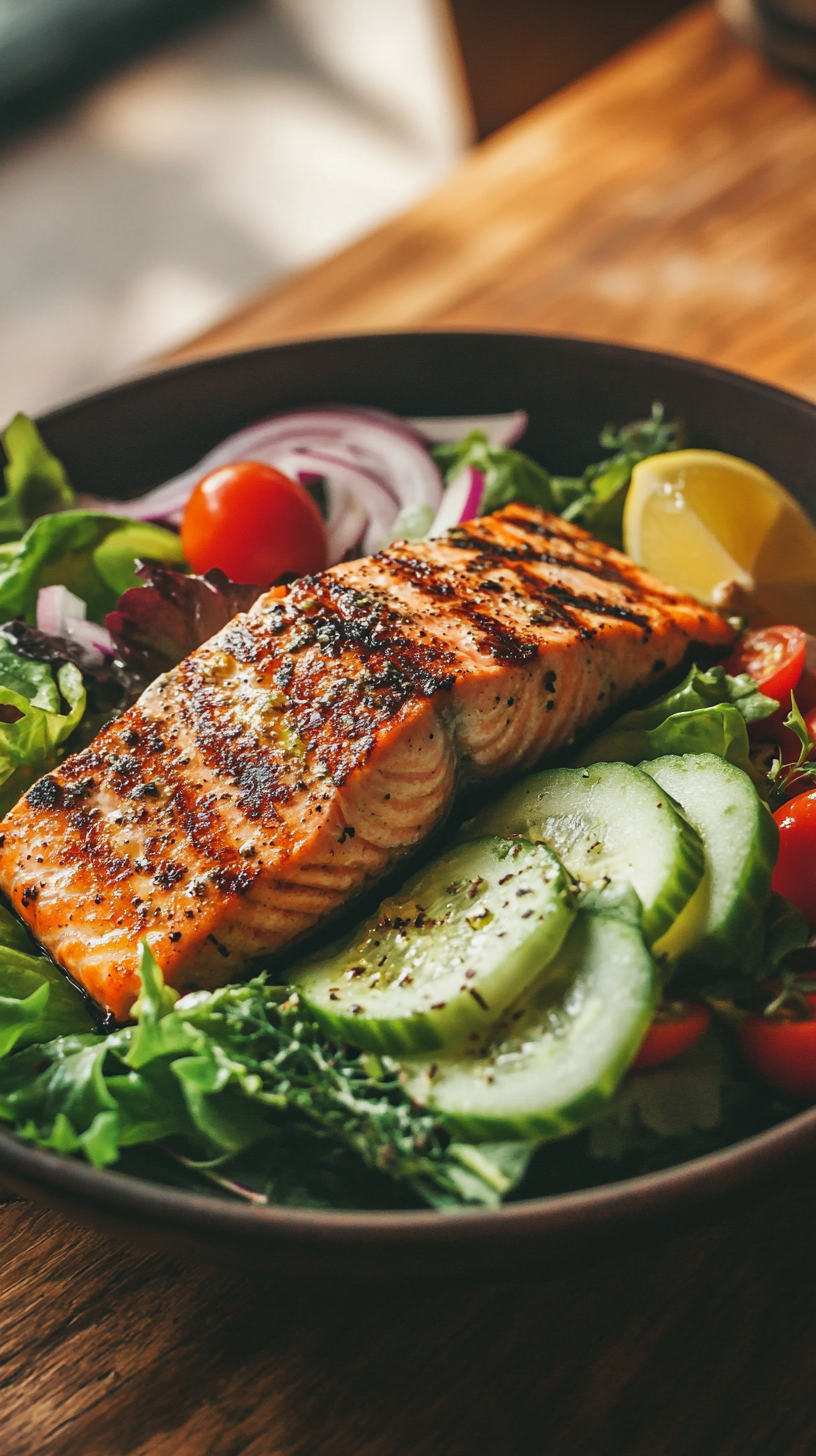 Pan-Roasted Salmon with Avocado and Cucumber Salad