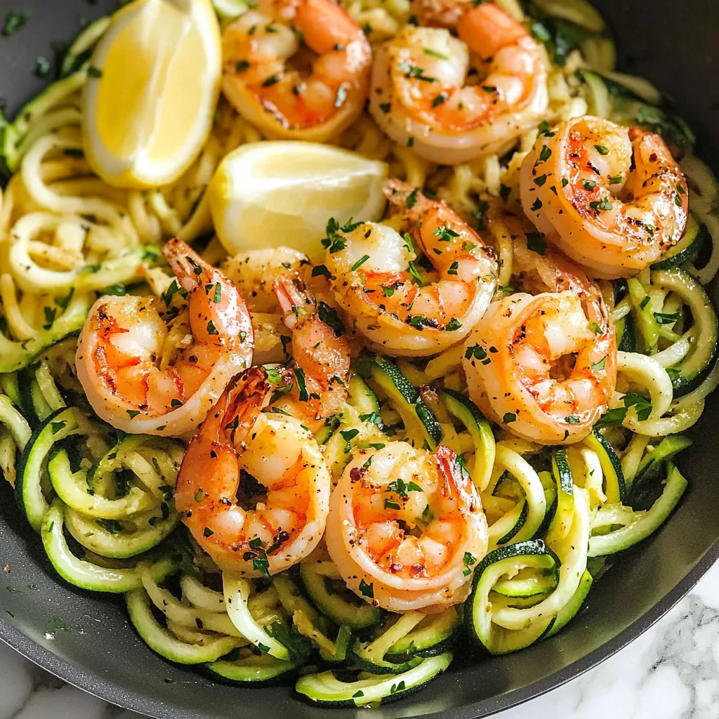 Spiced Shrimp Stir-Fry with Zucchini Noodles and Garlic