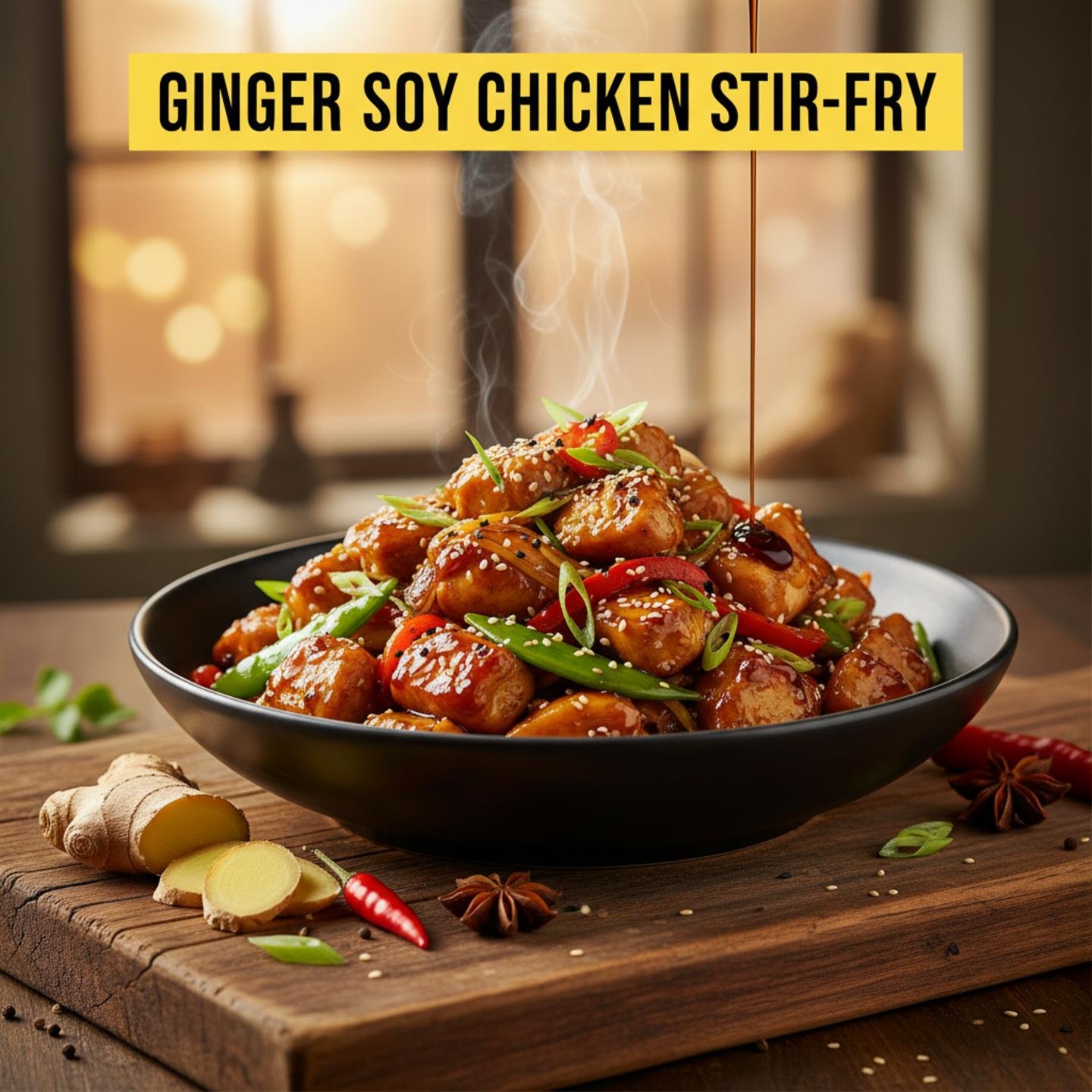Homemade Chicken and Vegetable Stir Fry with Ginger Soy Glaze
