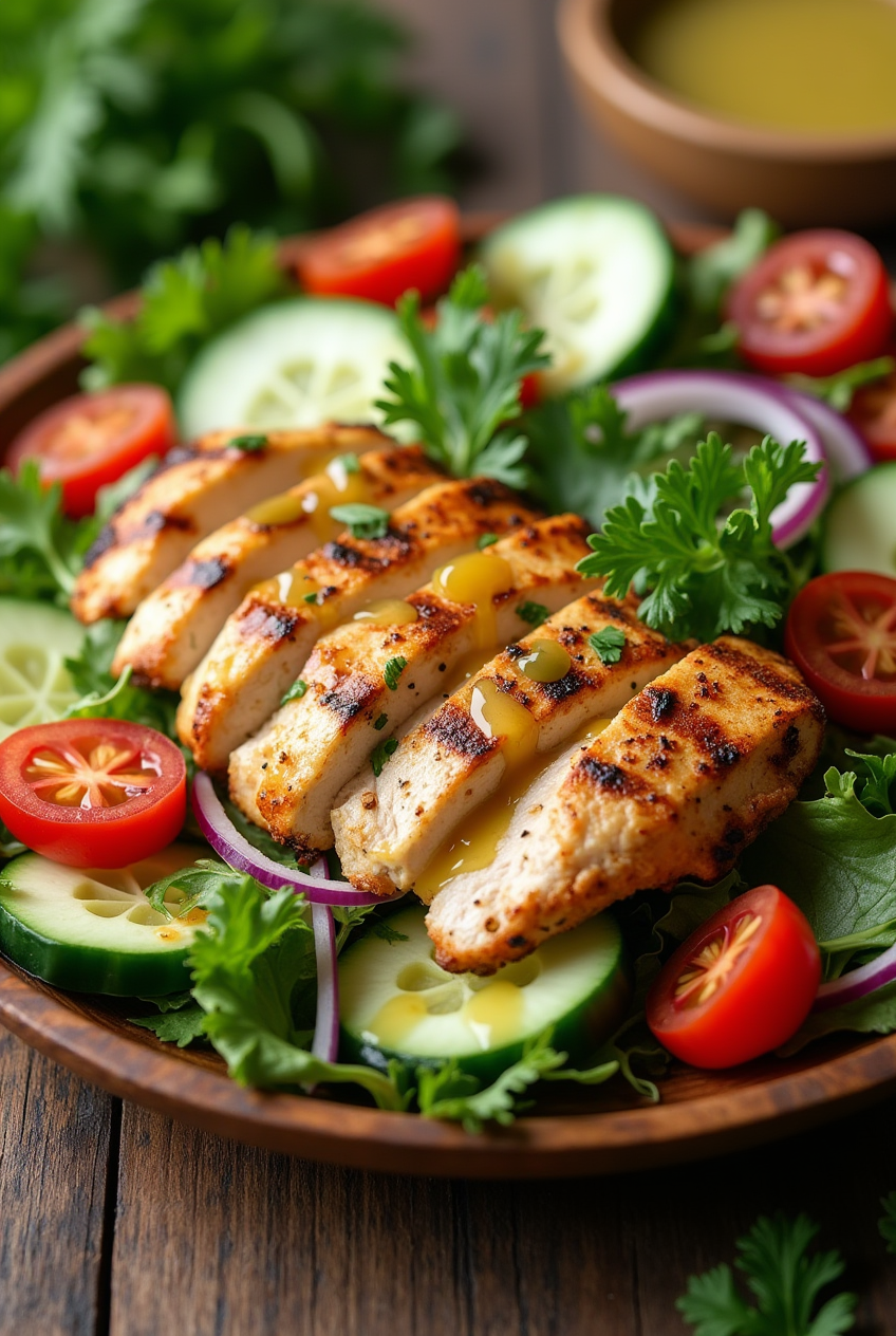 Grilled Turmeric-Spiced Chicken Salad with Avocado