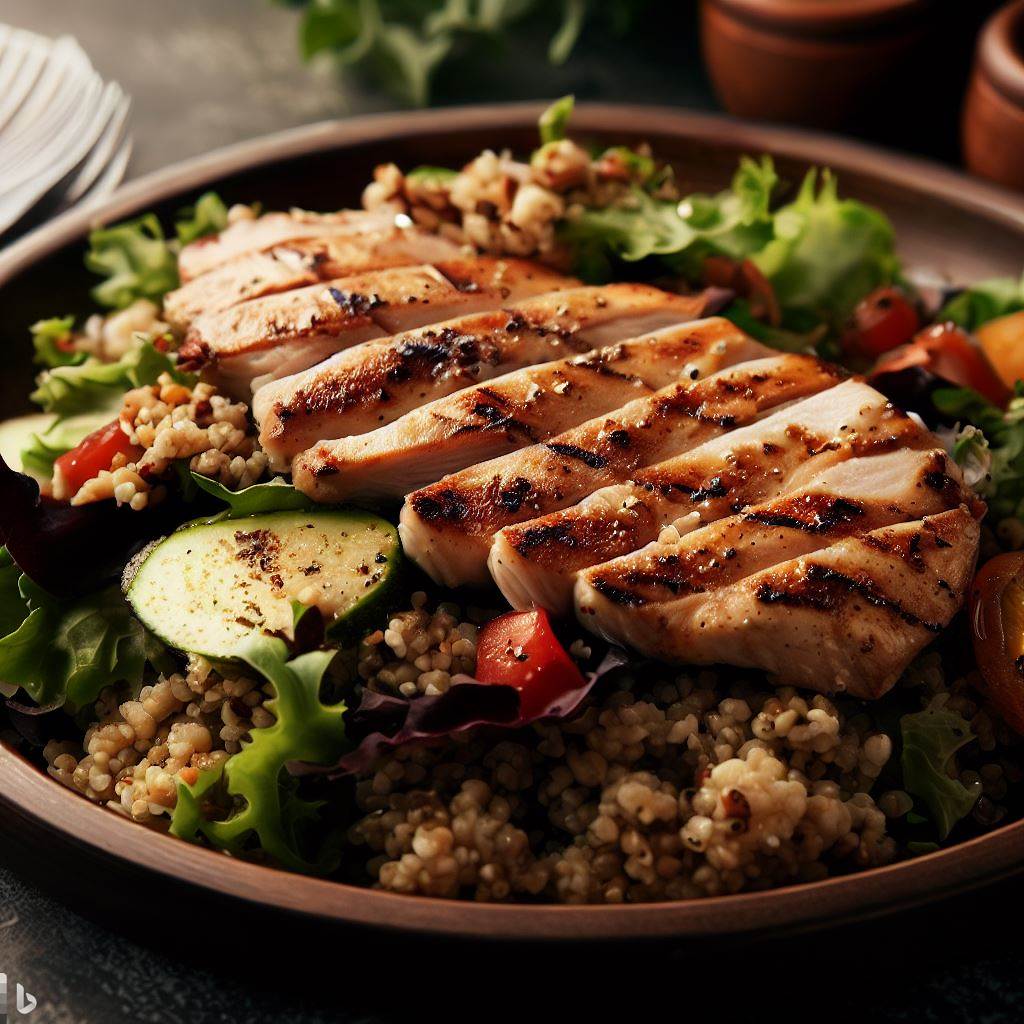 High-Protein Grilled Chicken Salad with Quinoa and Avocado