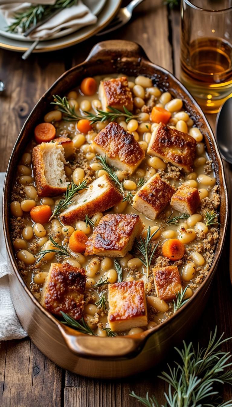 Oven-Baked Cassoulet with Mixed Meats and Herb Crust