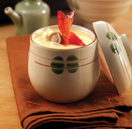 Steamed Japanese Egg Custard with Shiitake and Spinach