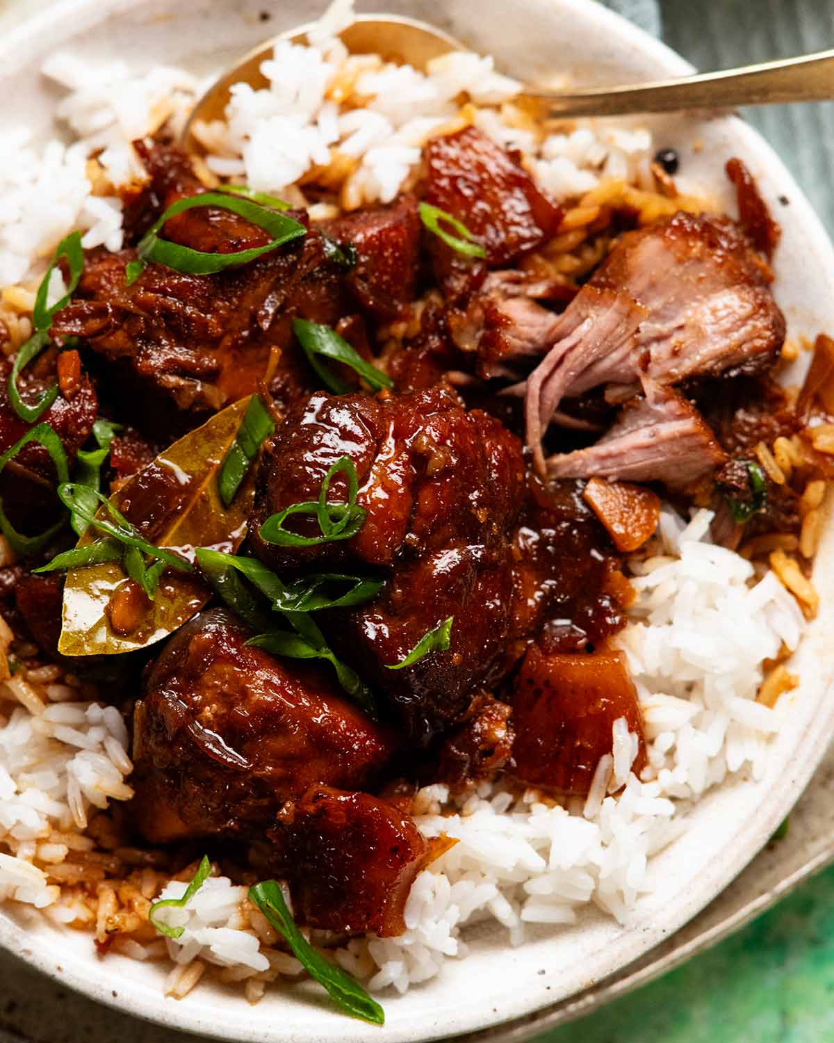 Slow-Cooked Pork Adobo with Garlic and Bay Leaves
