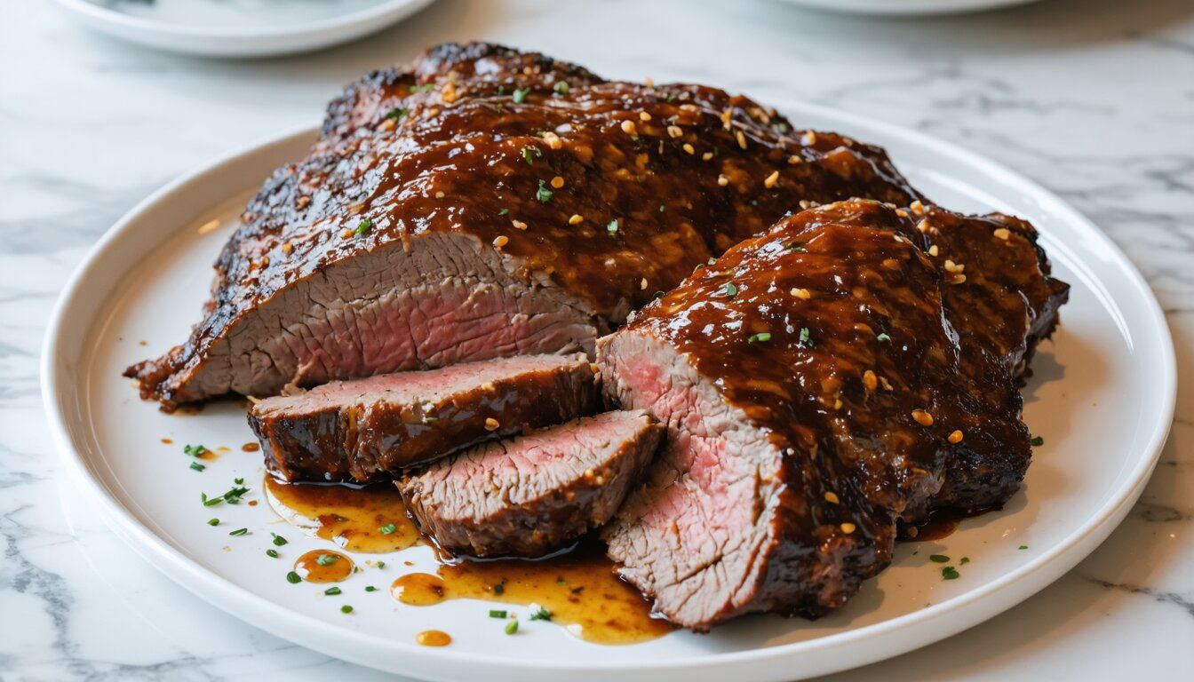 Honey-Glazed Brisket with Mustard and Garlic