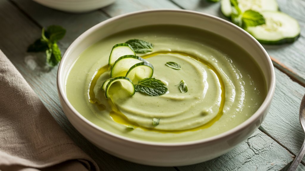 Chilled Mint Cucumber Soup with Greek Yogurt