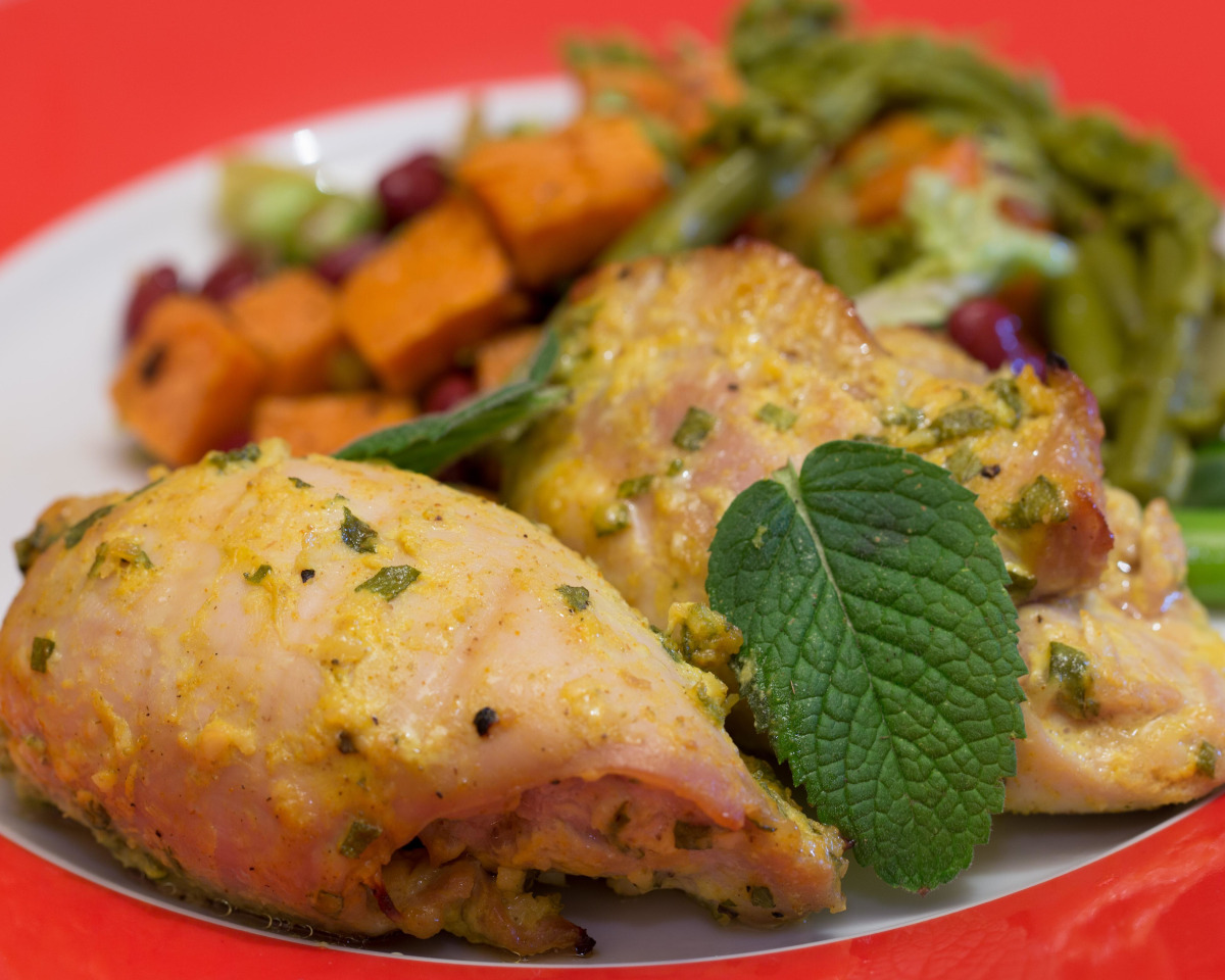 Citrus-Marinated Grilled Chicken with Mint Yogurt Sauce