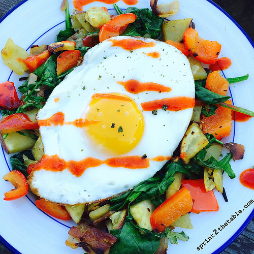 Sautéed Spinach and Mushroom Breakfast Hash