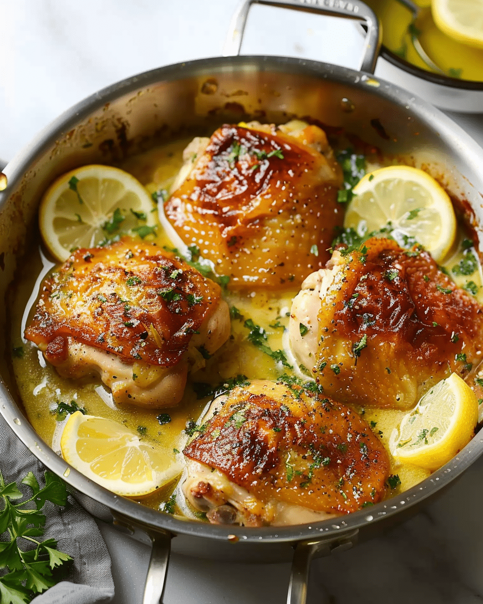 Pan-Seared Chicken Thighs with Lemon and Thyme Butter Sauce
