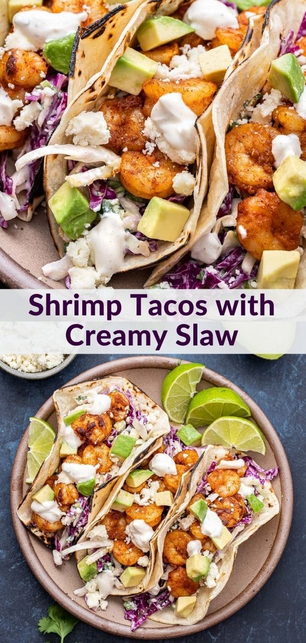 Chili-Garlic Shrimp Tacos with Creamy Slaw