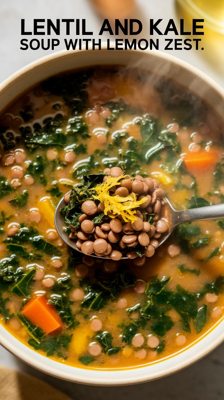 Quick Lentil and Kale Soup with Lemon