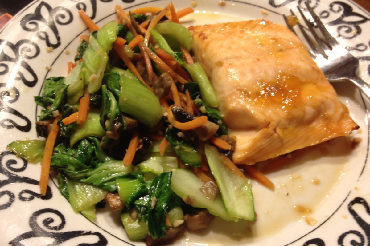 Ginger-Soy Glazed Salmon with Sesame Bok Choy
