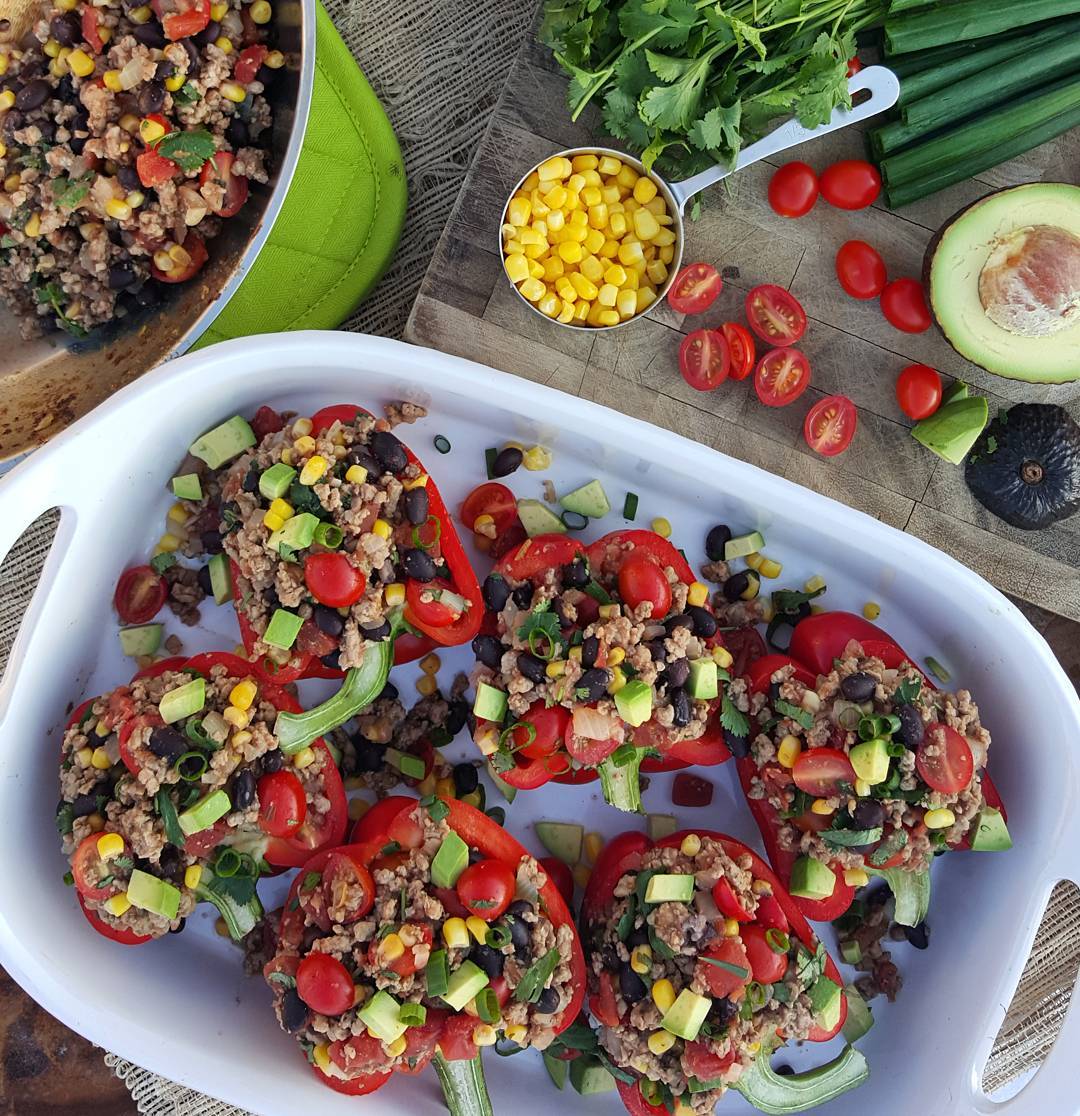 Taco-Stuffed Bell Peppers with Black Beans and Corn