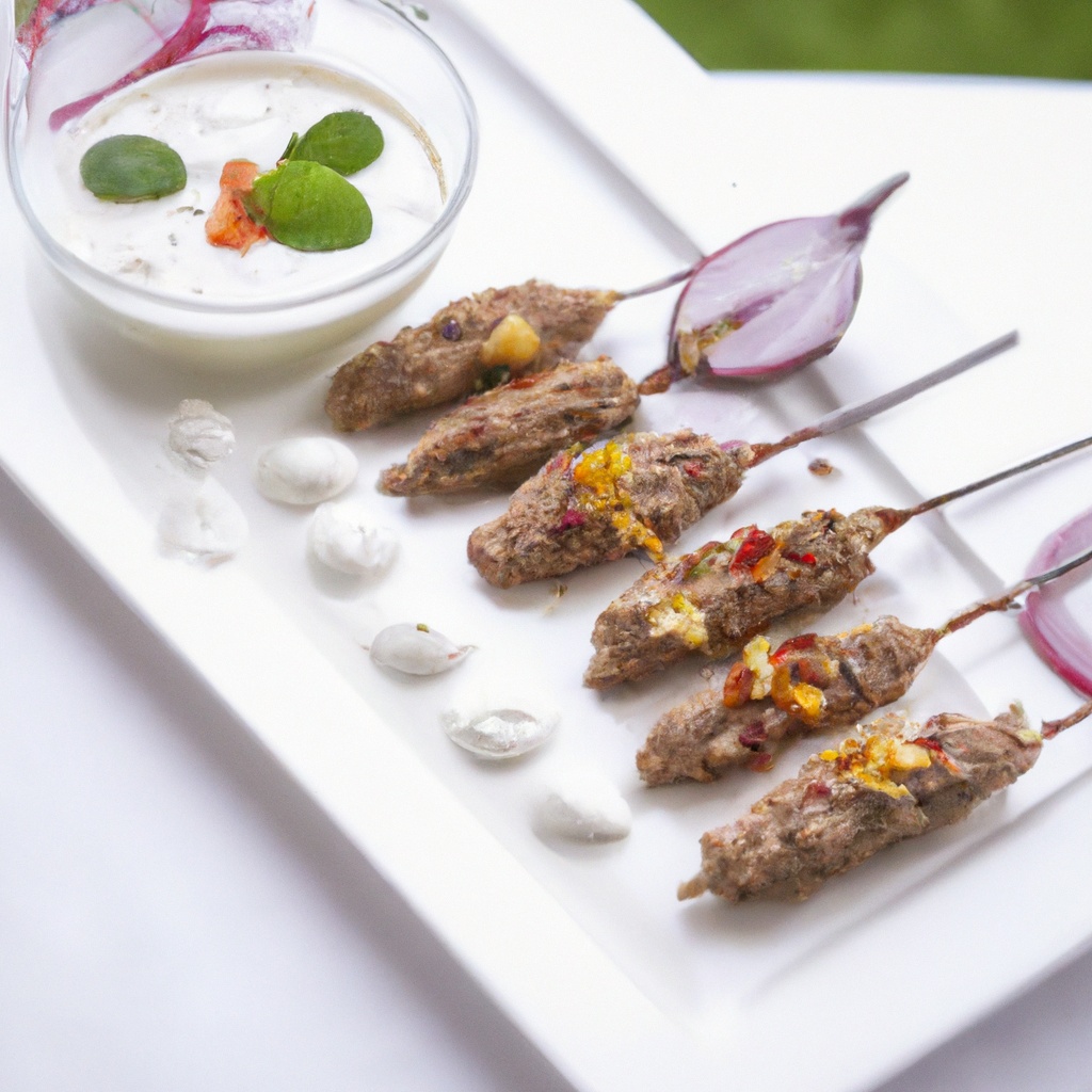 Grilled Spicy Lamb Skewers with Mint Yogurt Sauce