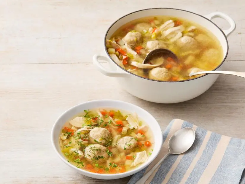 Charoset-Spiced Matzo Ball Soup with Fresh Herbs