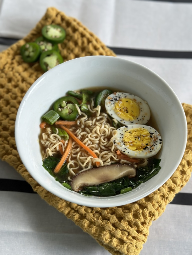 Ginger Miso Ramen with Baby Spinach and Soft-Boiled Egg