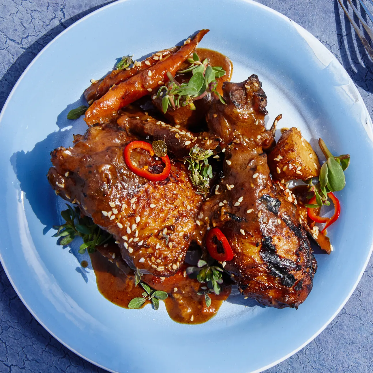 Pollo en Chicha with Spiced Pineapple Sauce
