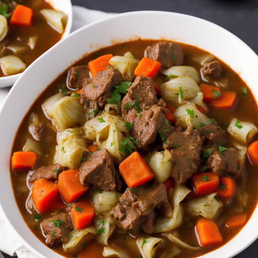Slow-Simmered Beef and Cabbage Stew with Potatoes