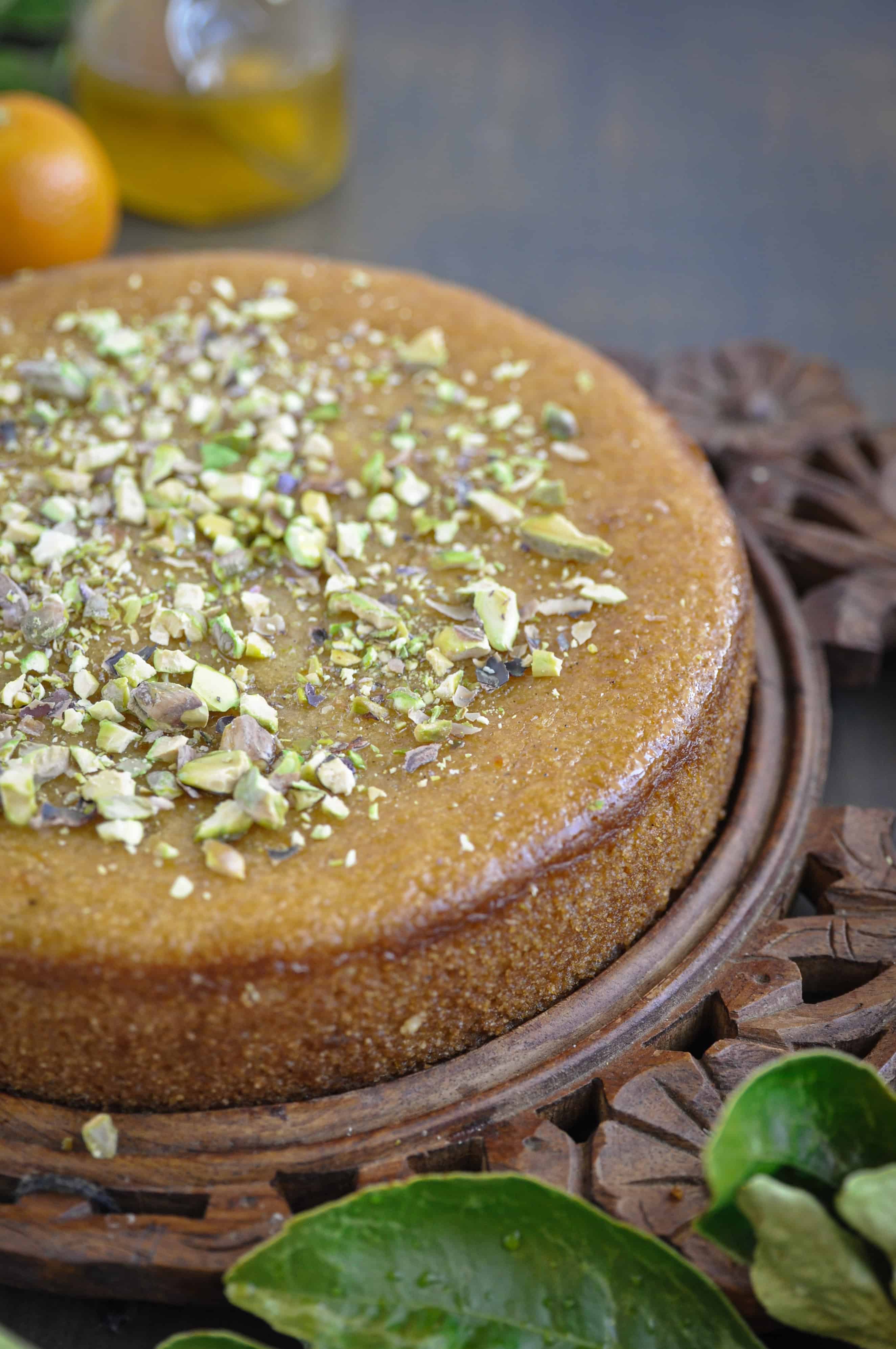Baked Cardamom and Rosewater Semolina Cake