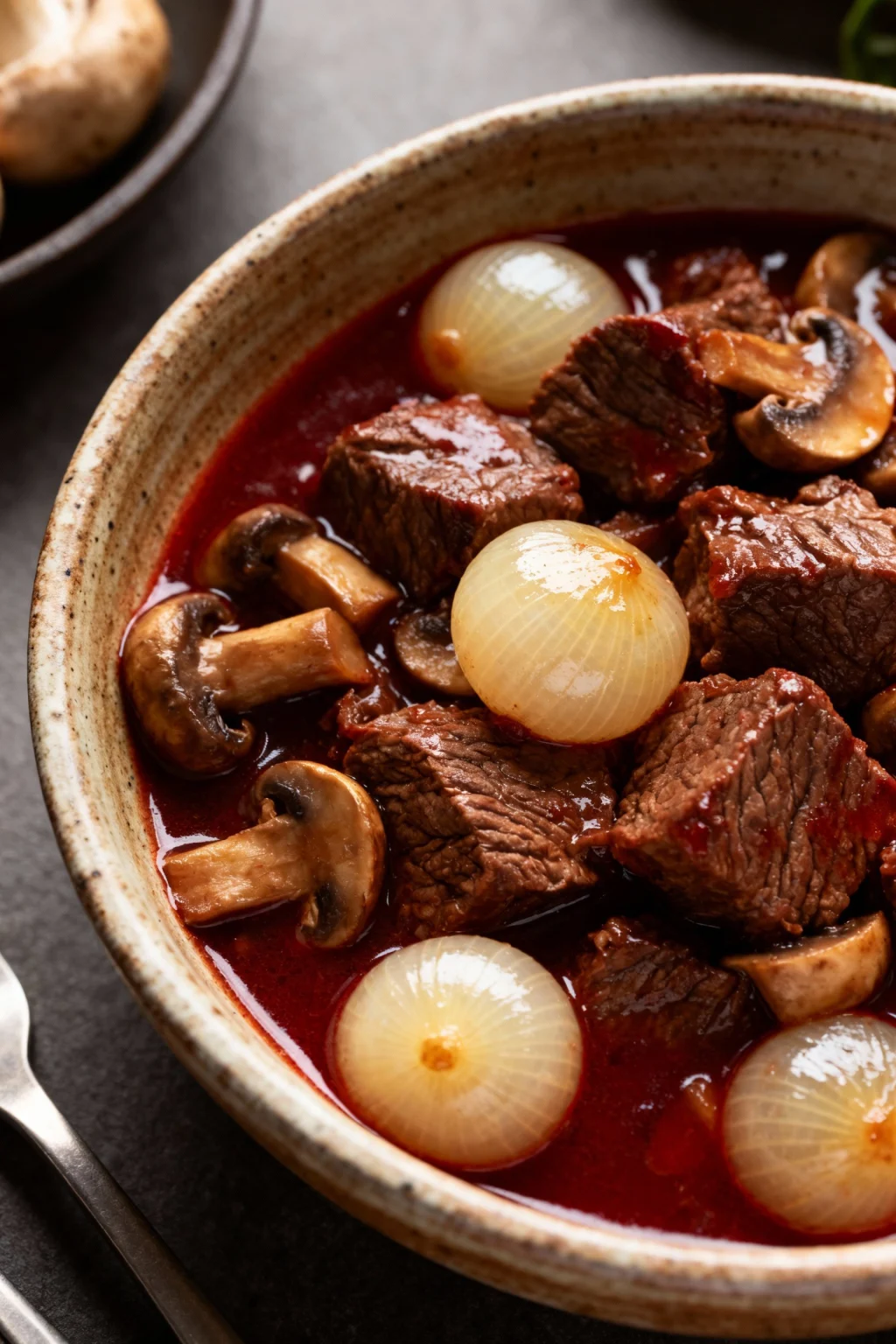 Slow-Braised Beef Bourguignon with Pearl Onions