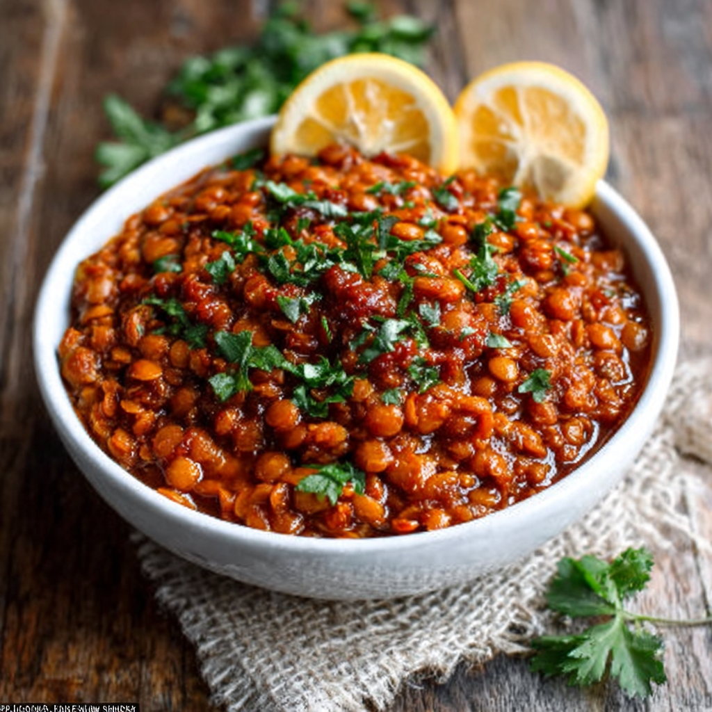 Ethiopian Berbere-Spiced Lentil Stew with Injera Bread