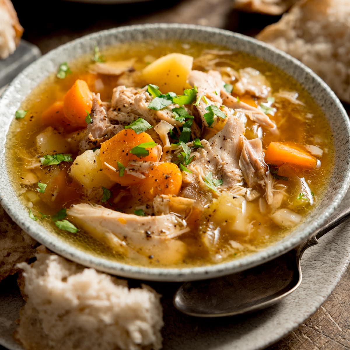 Slow-Simmered Rustic Chicken and Vegetable Soup