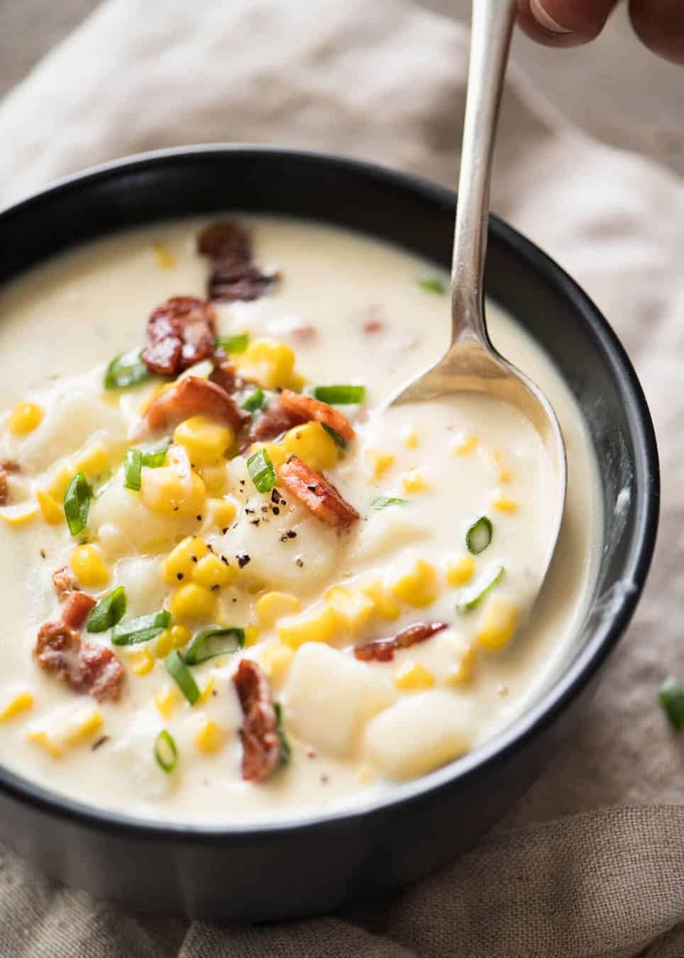 Creamed Corn and Potato Chowder with Bacon