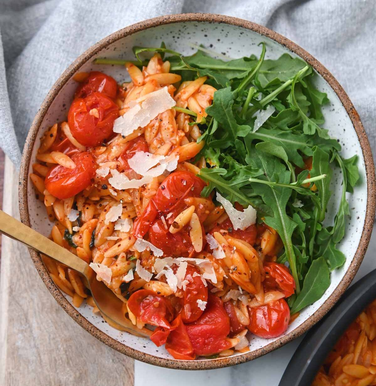 One-Pot Tomato Basil Orzo with Garlic and Parmesan
