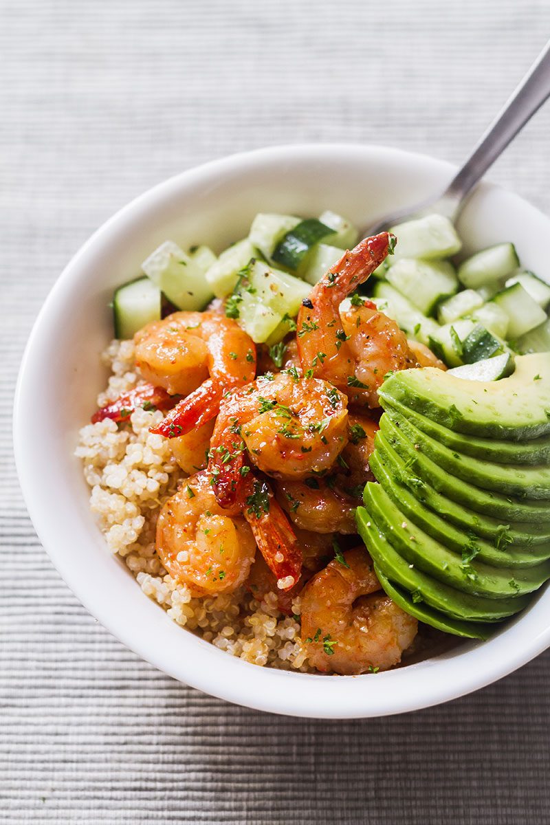 One-Pan Spicy Shrimp and Quinoa Bowl