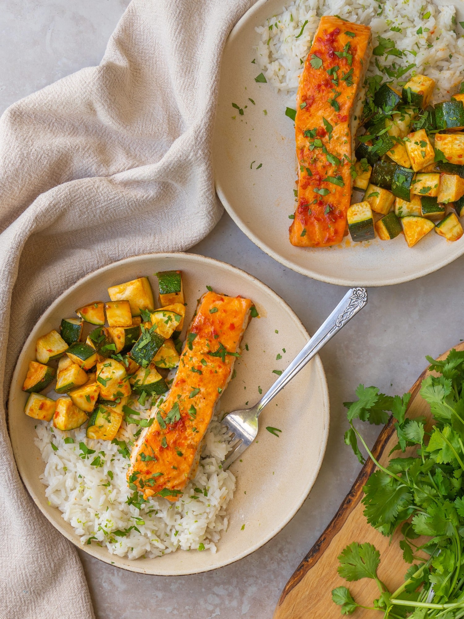Sheet Pan Harissa-Spiced Salmon with Roasted Chickpeas