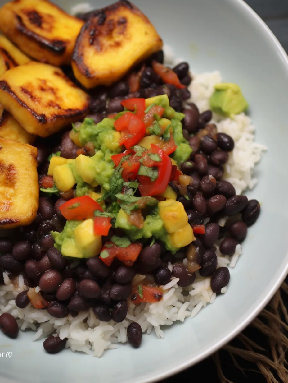 One-Pot Coconut Rice with Black Beans and Plantains