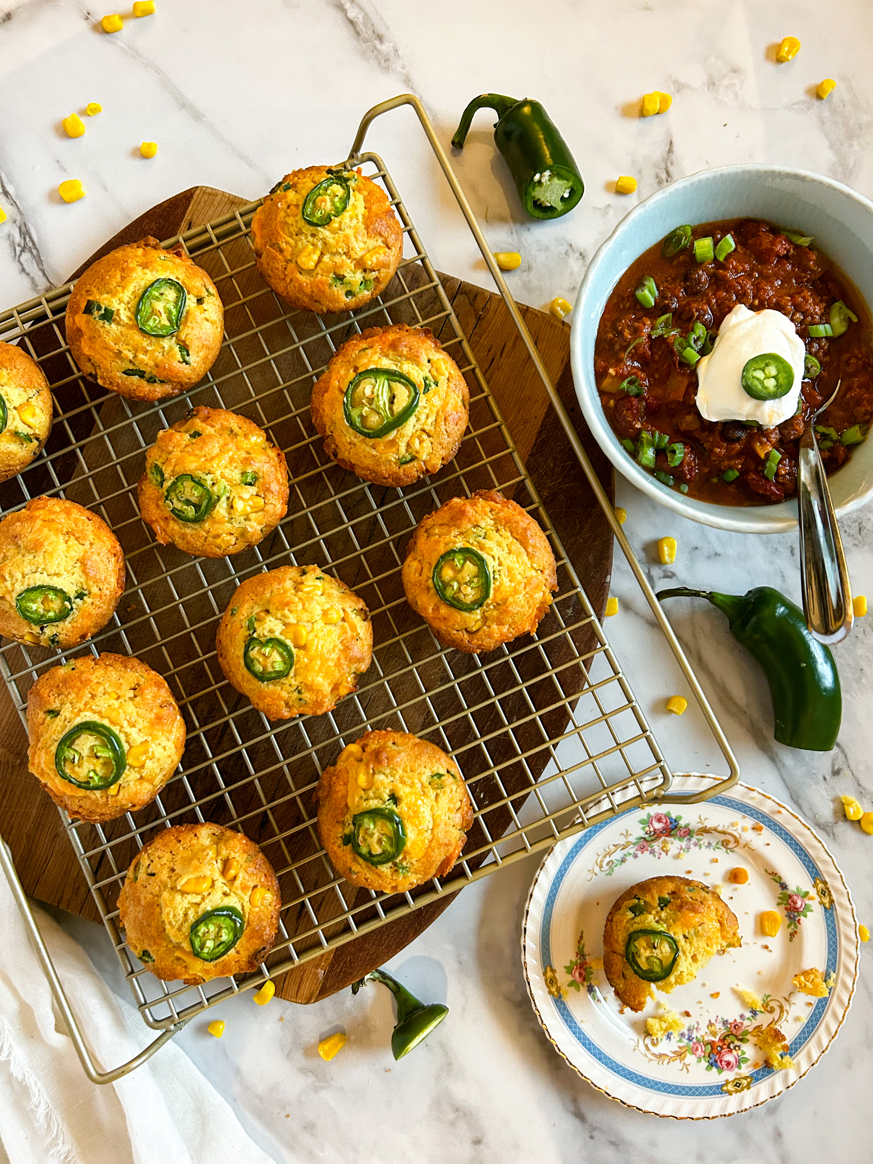 Smoked Jalapeño Cheddar Cornbread Muffins