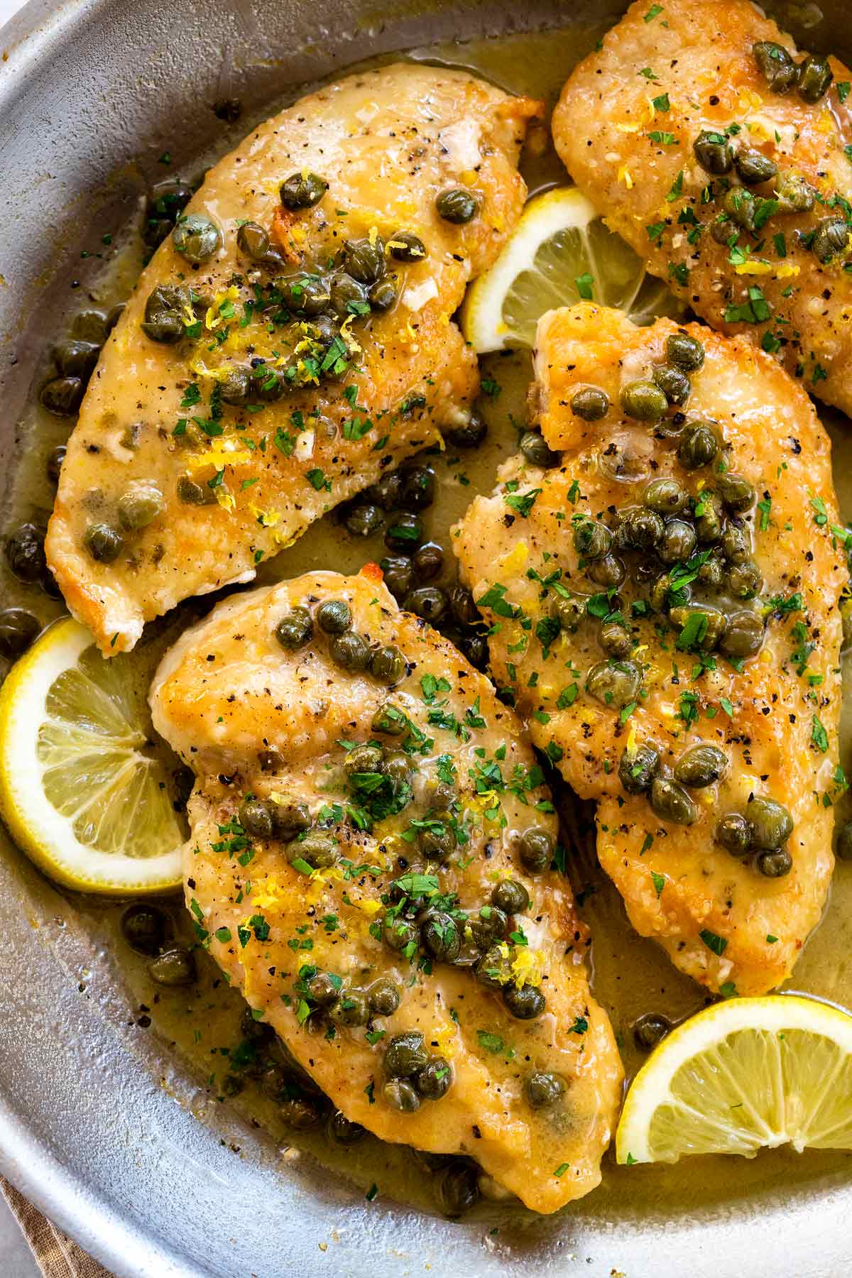 Pan-Seared Chicken with Lemon Caper Sauce and Roasted Garlic Potatoes