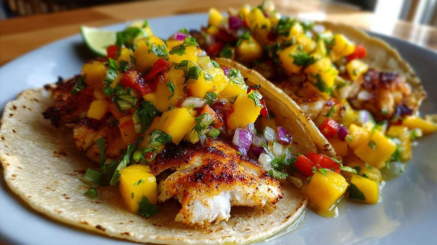 Grilled Shark Tacos with Spicy Mango Salsa
