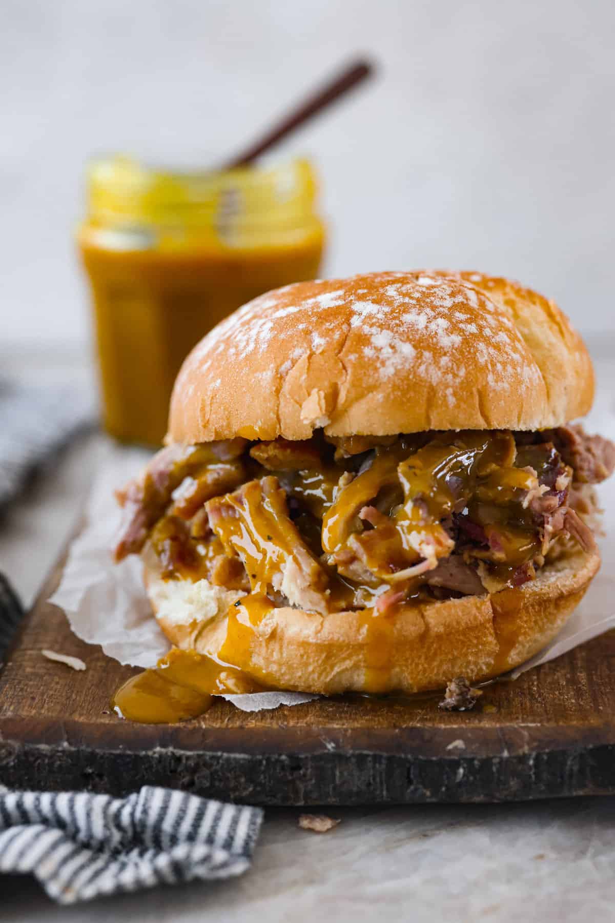 Spiced Smoked Brisket with Carolina Mustard BBQ Sauce