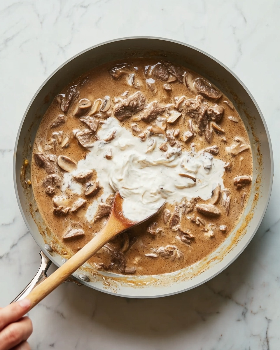 Sautéed Beef Stroganoff with Sour Cream and Mushrooms