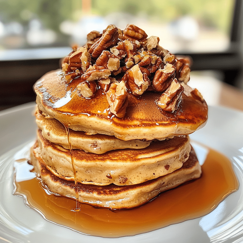 Vintage Kitchen Pancake Stack with Maple-Candied Pecans