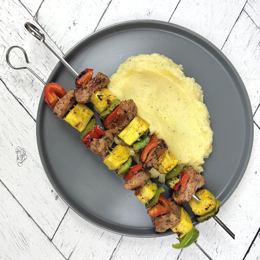 Caribbean Citrus-Grilled Pork Skewers with Pineapple Salsa