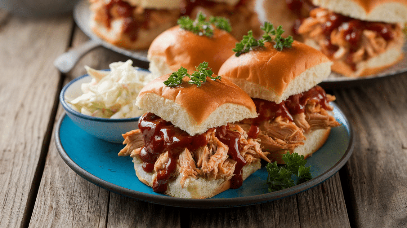 Spicy BBQ Chicken Sliders with Pickled Red Onions