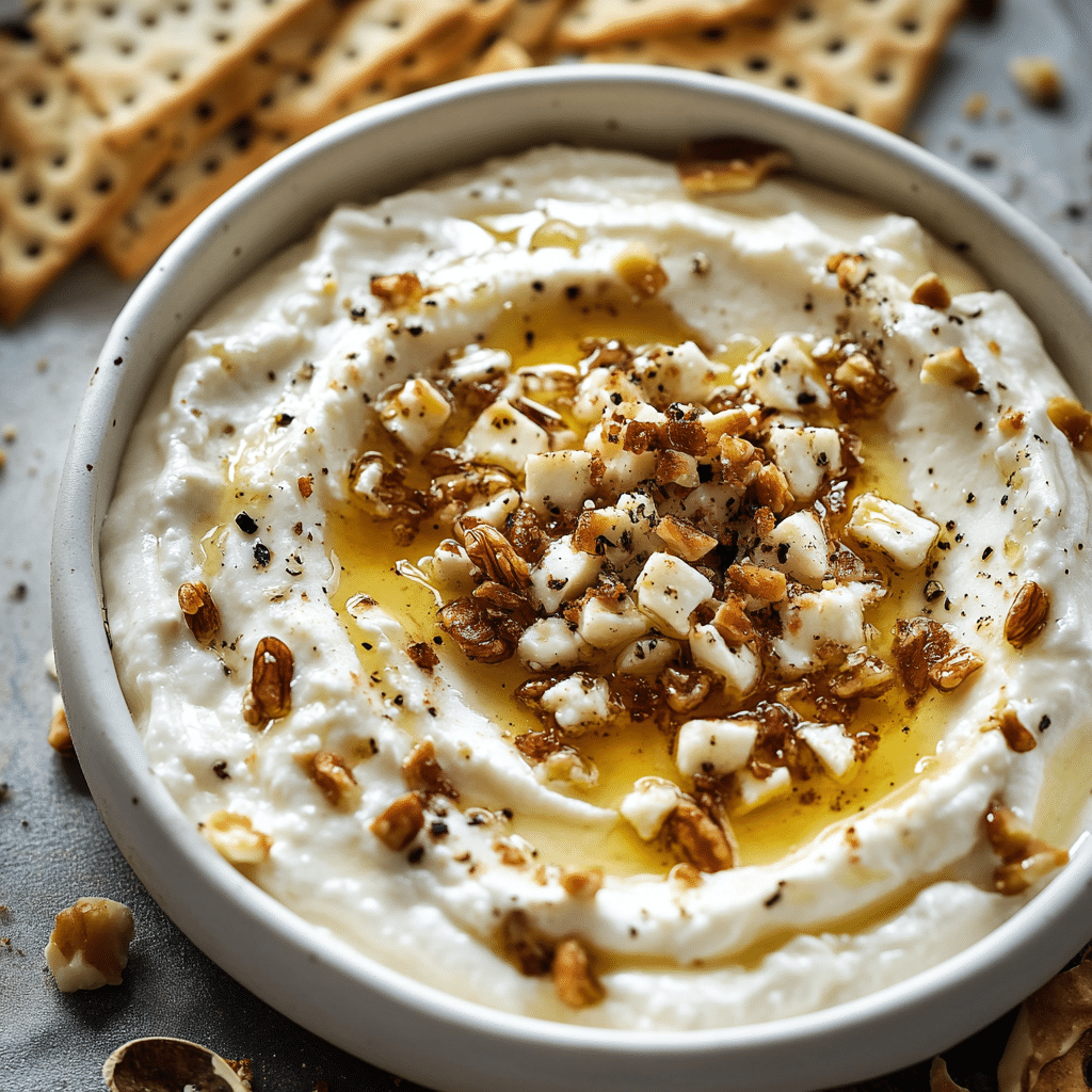 Whipped Cottage Cheese and Honey Dessert Dip with Toasted Almonds