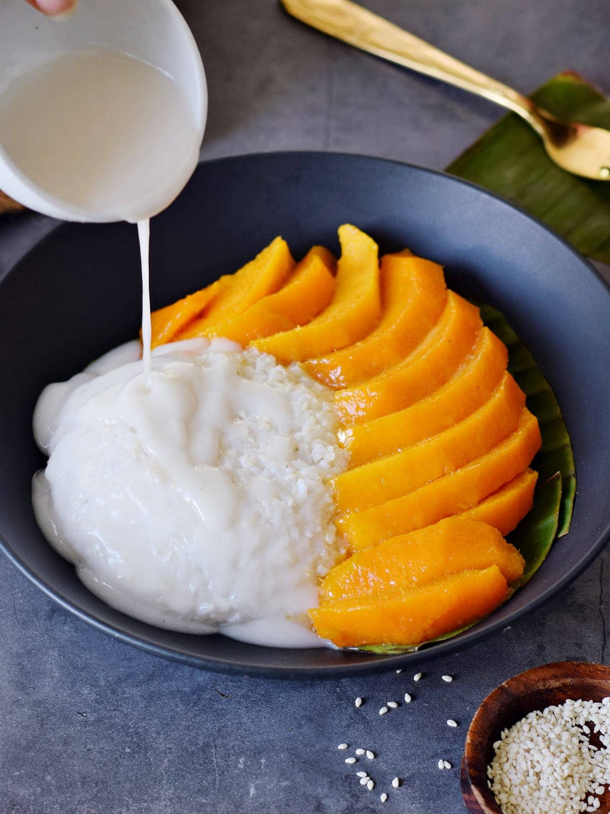 Sticky Coconut Mango Rice Pudding