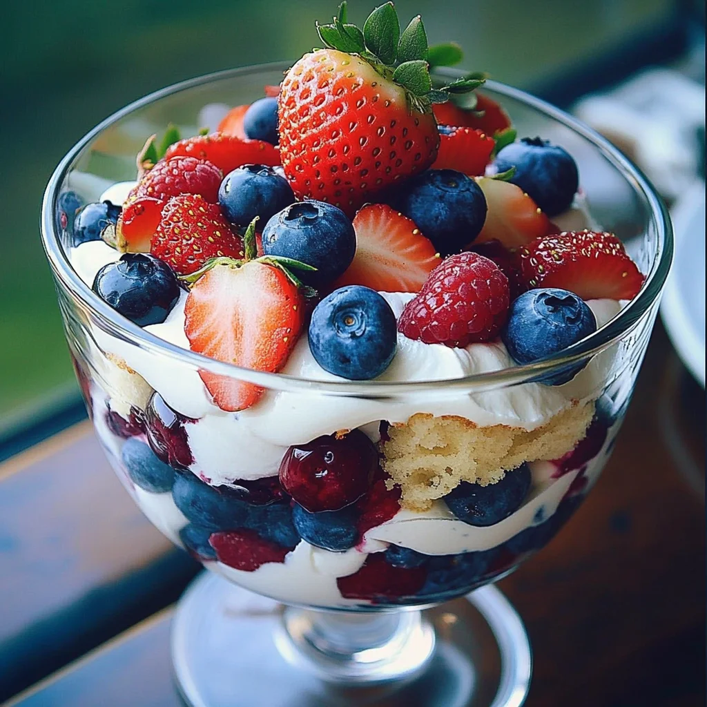 Layered Trifle with Mixed Berries and Vanilla Custard
