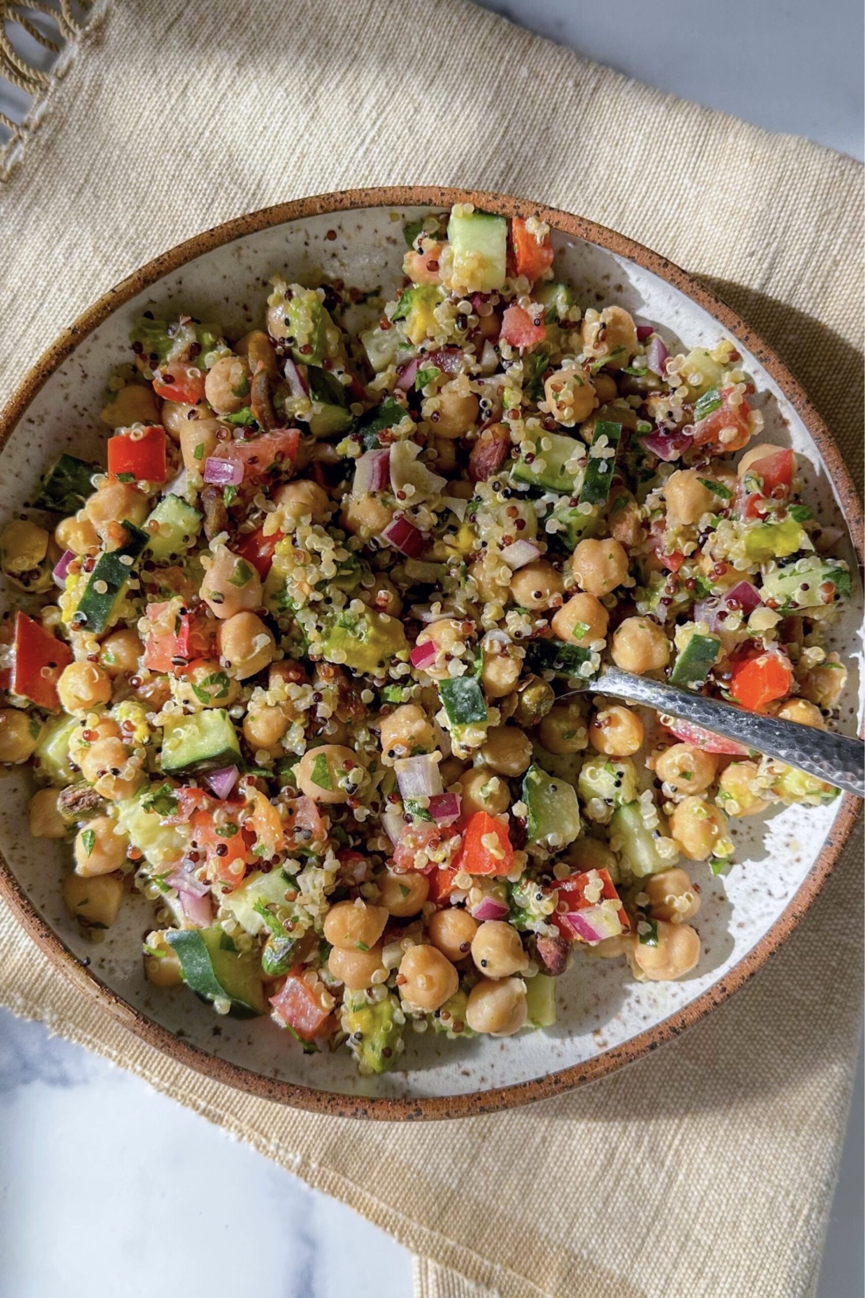 Quinoa Salad with Roasted Chickpeas and Tahini Dressing