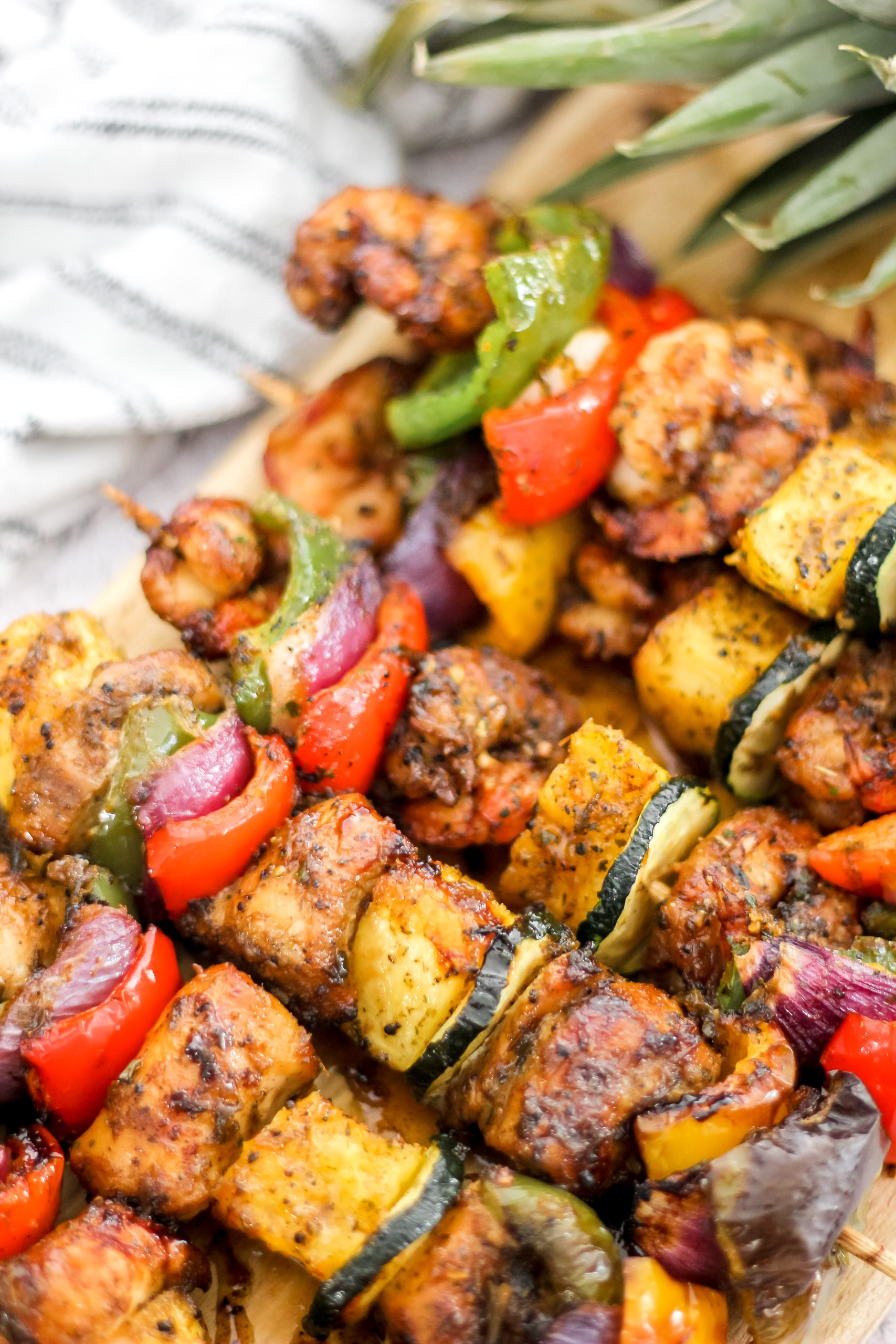 Caribbean Pineapple and Jerk Chicken Skewers
