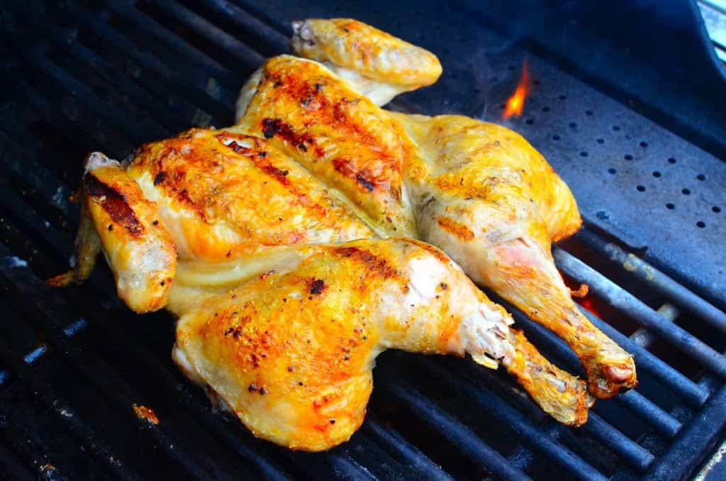 Grilled Butterflied Chicken with Garlic Herb Butter