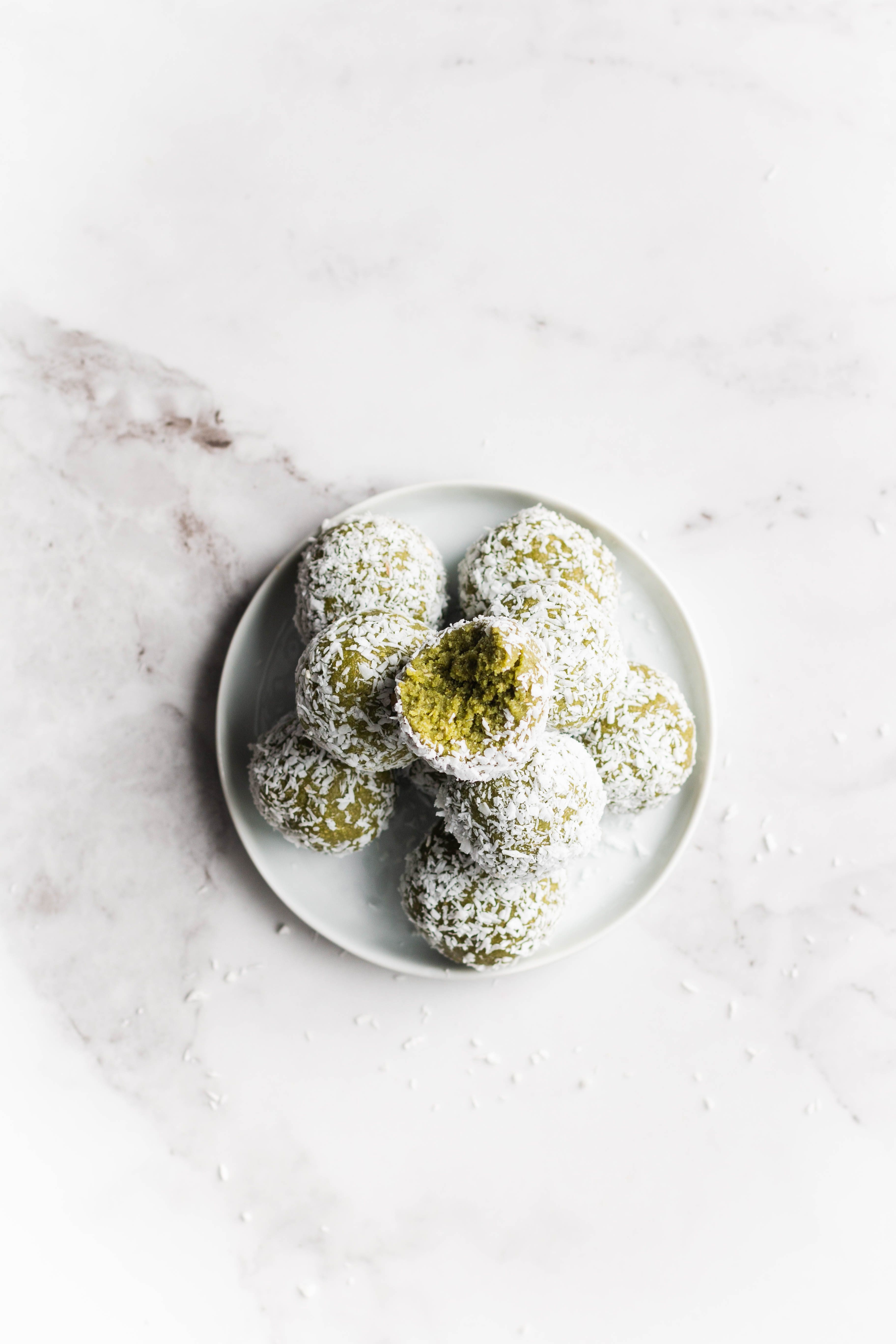 No-Bake Matcha Coconut Energy Bites