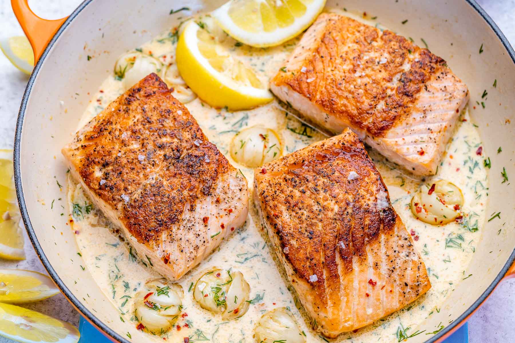 Pan-Seared Salmon with Garlic Butter and Keto Cauliflower Mash